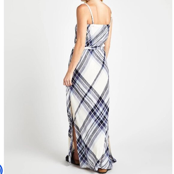 Splendid Annalise Blue Black Plaid Maxi Dress | Women's Size Medium | NWT - Picture 3 of 10